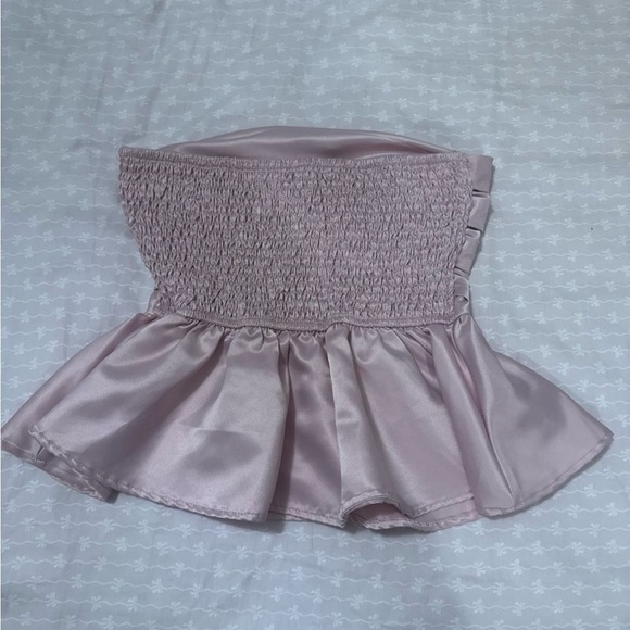 Pink Strapless Peplum Top - Picture 2 of 2